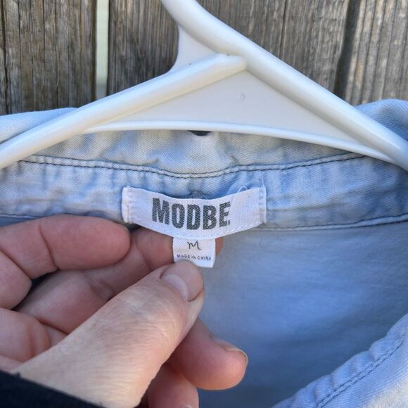 Modbe button up long sleeve denim size medium - Picture 2 of 8